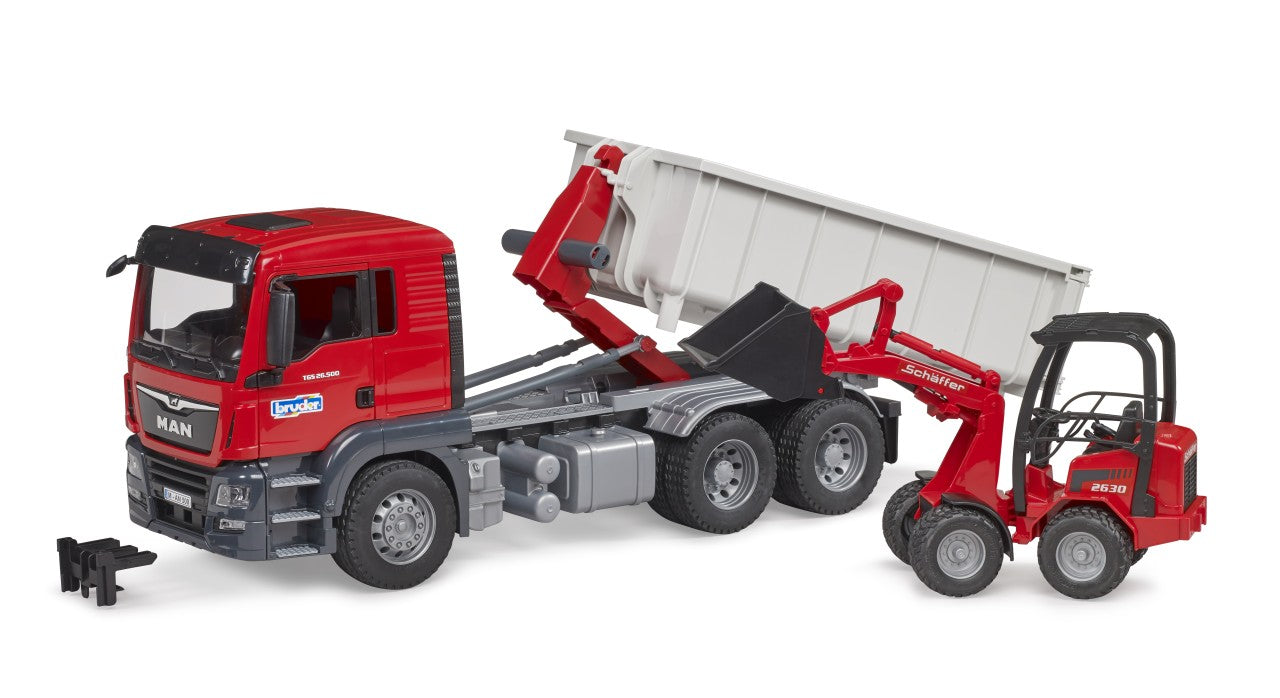 Bruder MAN TGS truck with roll-off container 03767