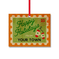 Postage Stamp Personalized Wood Ornament GODERICH - Green