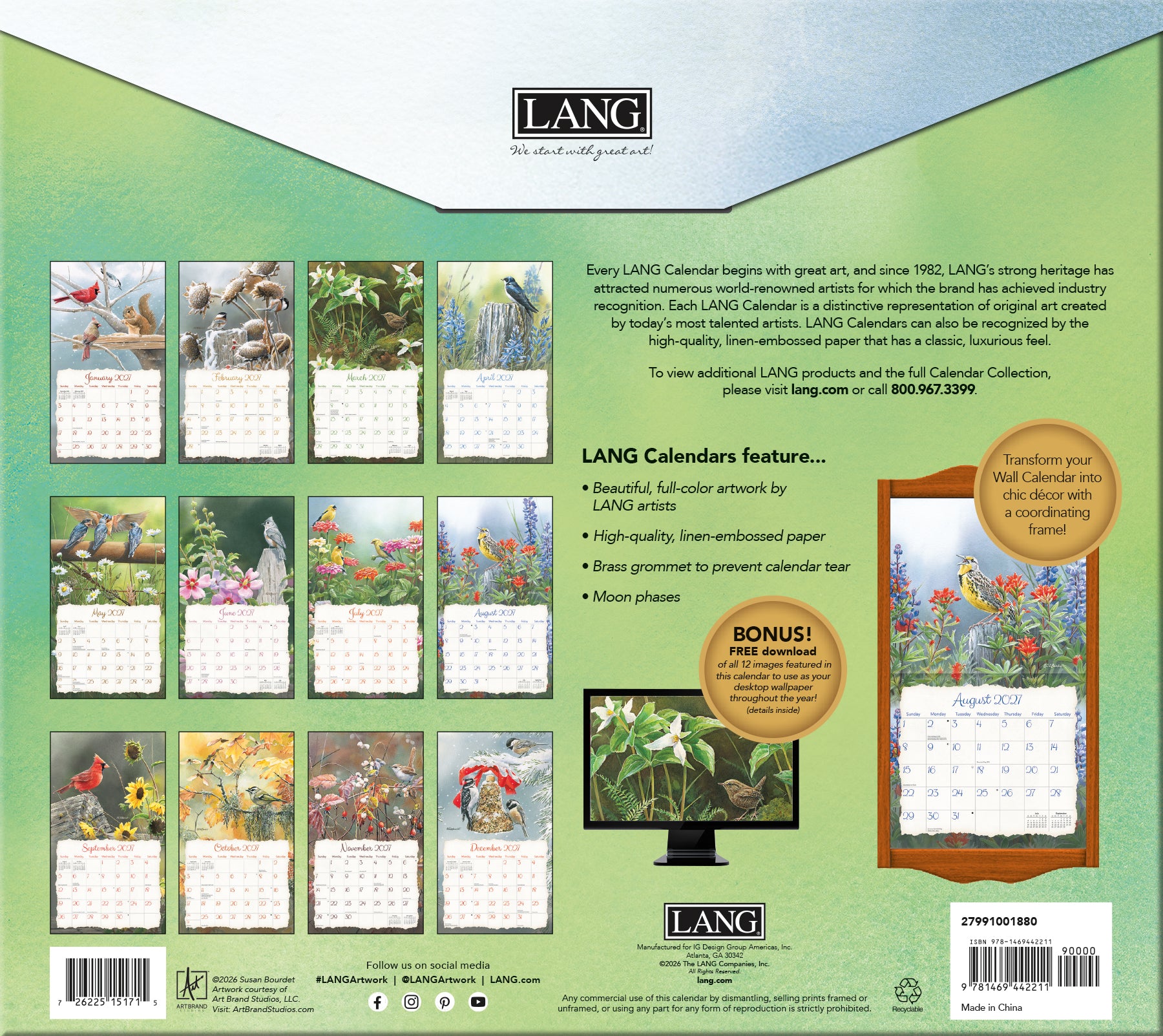 LANG 2027 Calendar- Songbirds