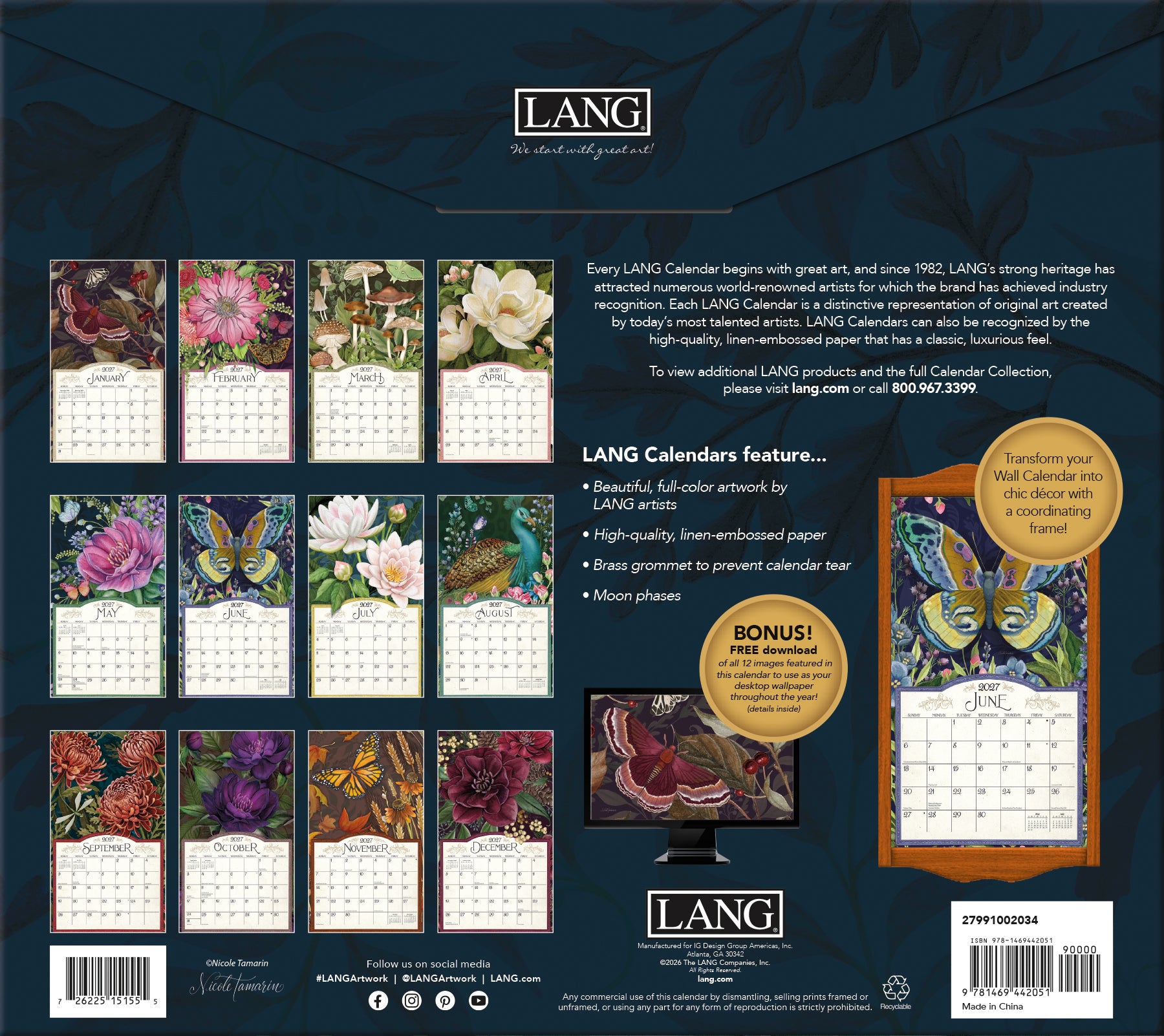 LANG 2027 Calendar- Midnight Garden