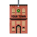 Row House Personalized Wood Ornament GODERICH - Pink