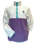 Goderich 1/4 Button Sweater- Ivory/Eggplant/Teal