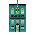 Row House Personalized Wood Ornament GODERICH - Blue