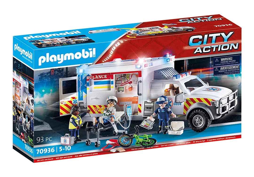 Playmobile Rescue Vehicles: Ambulance with Lights and Sound 70936
