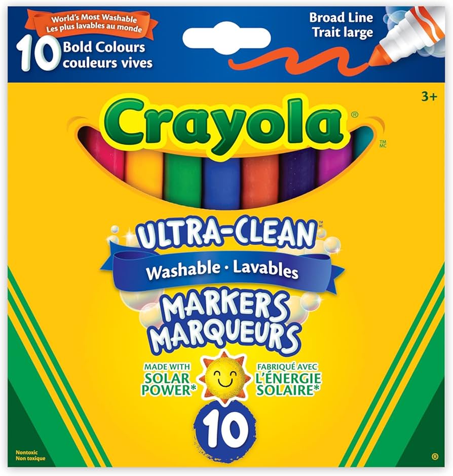 CRAYOLA - 10 WASH. ULTRA CLEAN BROAD LINE, BOLD