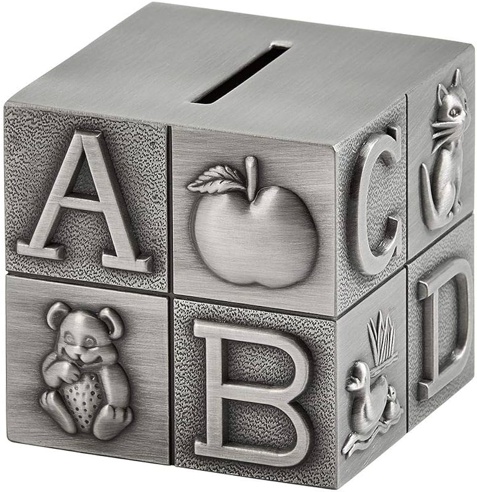 Pewter Block Money Bank