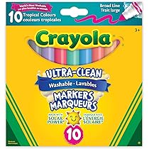 CRAYOLA - 10 WASH. ULTRA CLEAN BROAD LINE TROPICAL