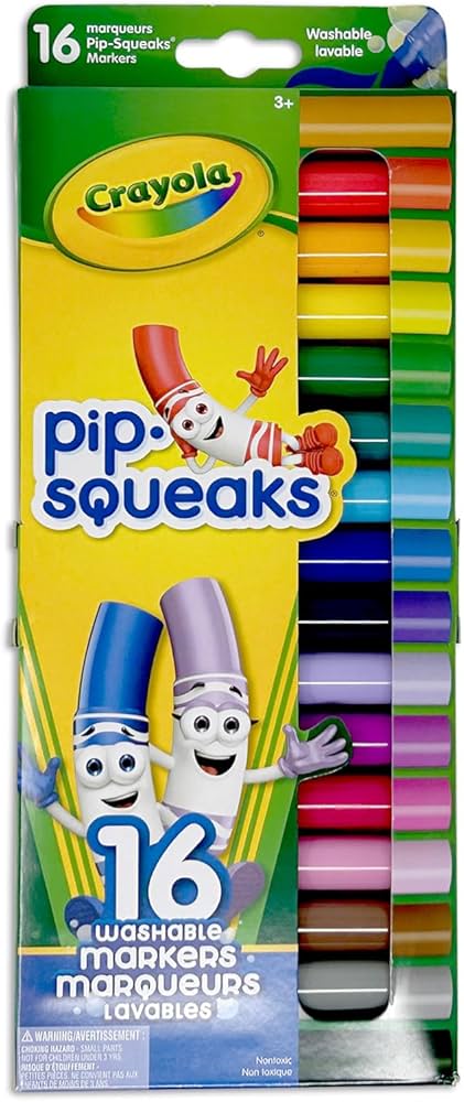 CRAYOLA - 16 PIP-SQUEAKS BROAD LINE WASH. MARKERS