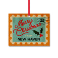 Postage Stamp Personalized Wood Ornament GODERICH - Blue