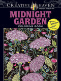 Creative Haven Midnight Garden Coloring Book: Heart & Flower Designs on a Dramatic Black Background (Adult Coloring Books: Flowers & Plants) cover image