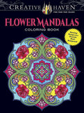Creative Haven Flower Mandalas Coloring Book: Stunning Designs on a Dramatic Black Background (Adult Coloring Books: Mandalas) cover image