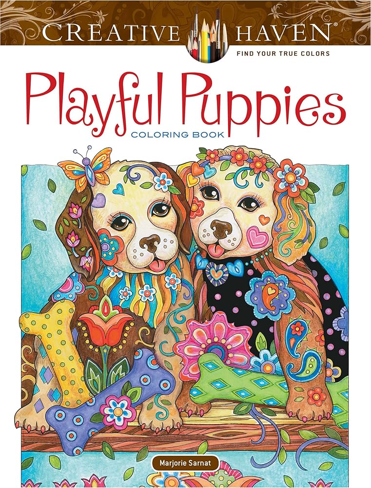 Creative Haven Playful Puppies Coloring Book: Relax & Find Your True Colors (Adult Coloring Books: Pets) cover image
