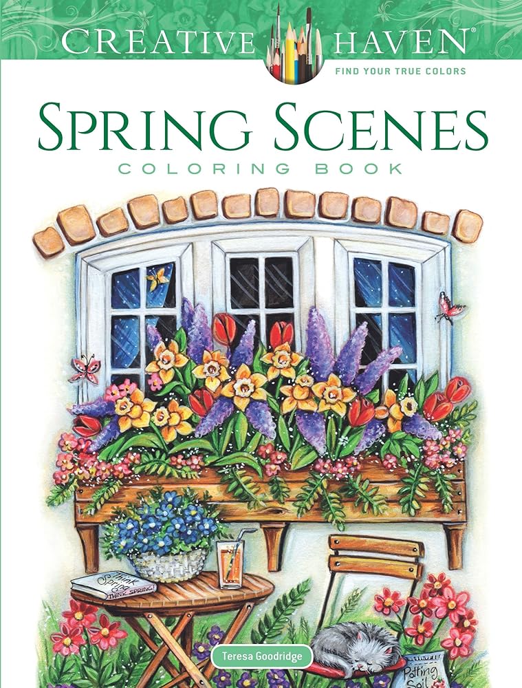 Creative Haven Spring Scenes Coloring Book (Adult Coloring Books: Seasons) cover image