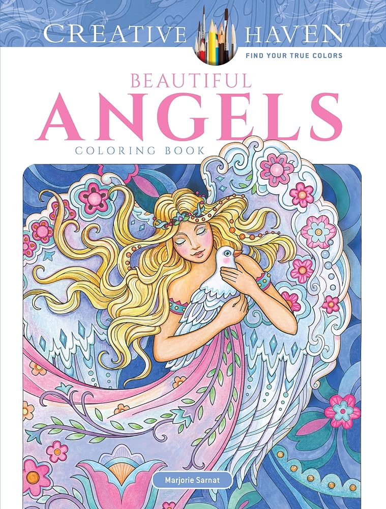 Creative Haven Beautiful Angels Coloring Book: Relax & Unwind with 31 Stress-Relieving Illustrations (Adult Coloring Books: Religious) cover image