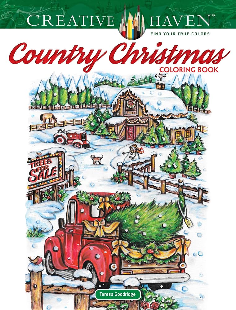 Creative Haven Country Christmas Coloring Book cover image