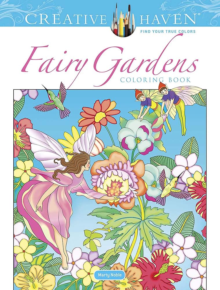 Creative Haven Fairy Gardens Coloring Book; Enchanted and Magical Elves, Fairies, Birds and Butterflies to Color! (Adult Coloring Books: Fantasy) cover image