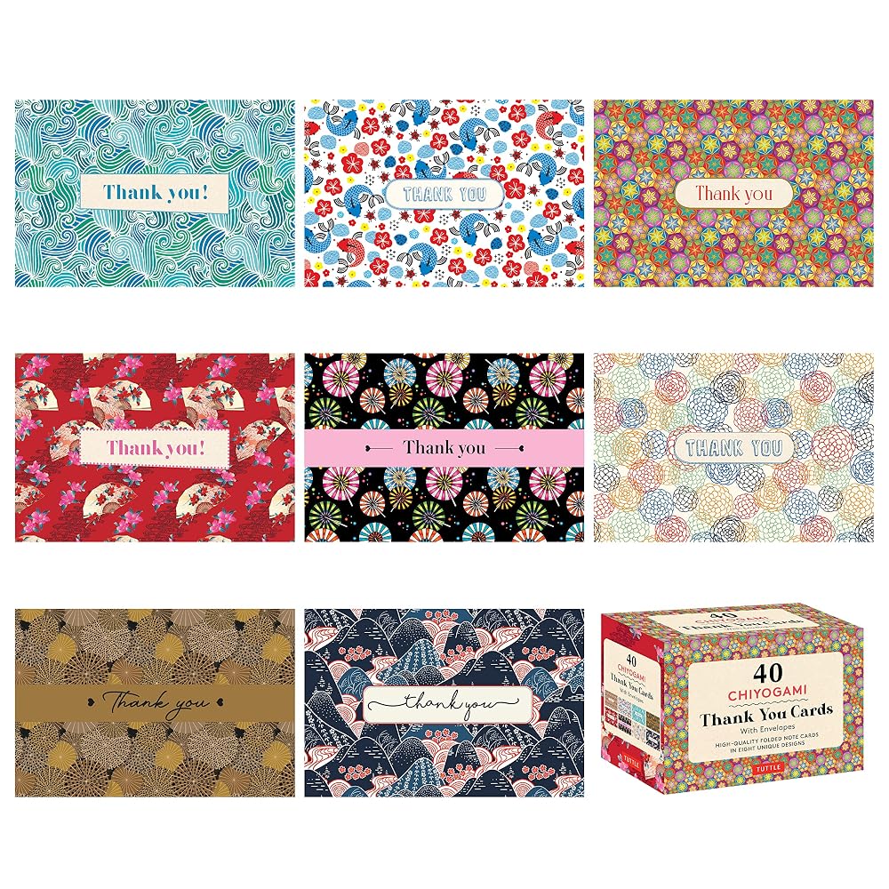 Chiyogami, 40 Thank You Cards with Envelopes: (4 1/2 x 3 inch blank cards in 8 unique designs) cover image
