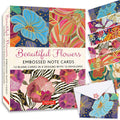 Beautiful Flowers, 12 Embossed Note Cards: 12 Blank Cards in 6 Lovely Designs (2 each) with 12 Patterned Envelopes in a Keepsake Box cover image