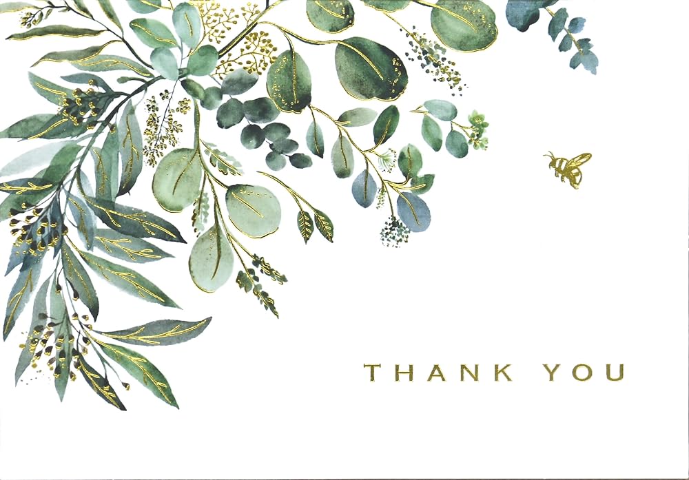 Eucalyptus Thank You Note Cards (14 cards, 15 self-sealing envelopes) cover image