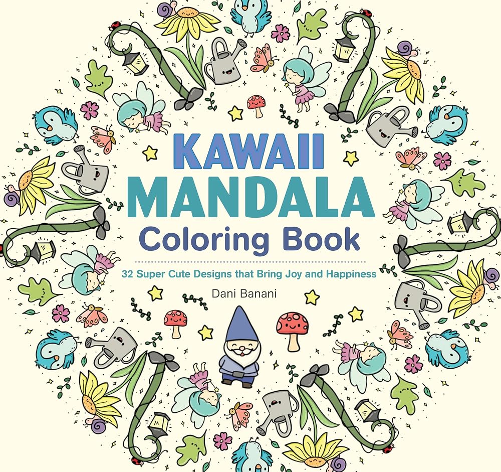 Kawaii Mandala Coloring Book: 32 Super Cute Designs that Bring Joy and Happiness (Design Originals) Adorable Line Art of Cats, Dinosaurs, Candy, Llamas, Sushi, Ice Cream, Narwhals, and More cover image