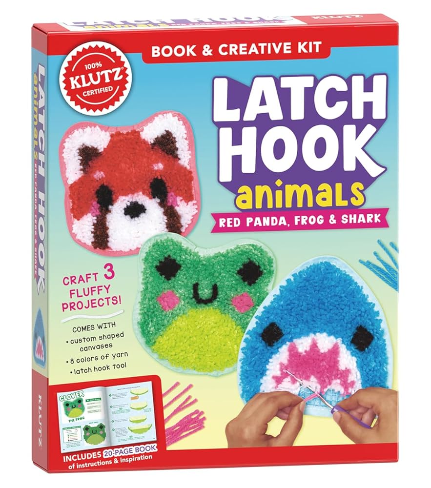 Latch Hook Animals: Red Panda, Frog & Shark cover image