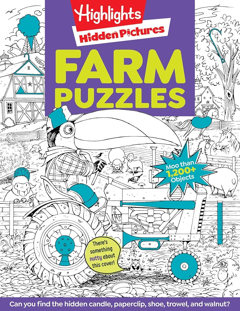 Farm Puzzles: Ultimate Farm Picture Puzzle Book with Over 1,200 Objects to Seek and Find, Farm-Themed Activity Book for Kids 6 and Older cover image