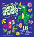 First Fun Sticker Painting: Animals & Friends: 12 Colorful Scenes to Create (Happy Fox Books) Paint-by-Sticker Art Designs for Toddlers and Kids Ages 4-6 - Dinosaur, Elephant, Tiger, Birds, and More cover image