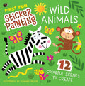 First Fun Sticker Painting: Wild Animals: 12 Colorful Scenes to Create (Happy Fox Books) Paint-by-Sticker Art Designs for Kids Ages 4-6 - Lion, Zebra, Giraffe, Elephant, Monkey, Panda, and More cover image