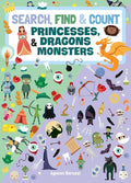 Search, Find & Count: Princesses, Dragons & Monsters (Happy Fox Books) Educational Seek-and-Find Activity Book for Kids Ages 5 and Up to Count Objects, Solve Mazes, and Explore Fantasy Scenes cover image