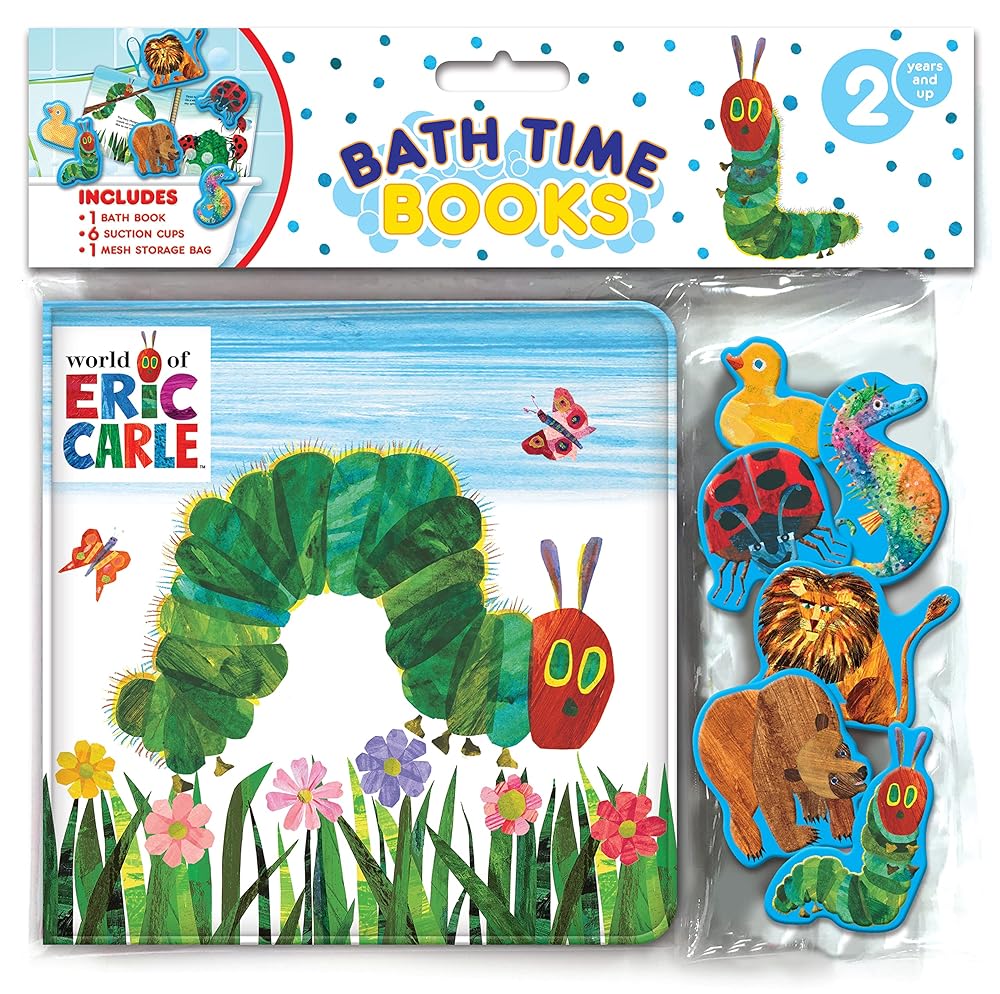 The World of Eric Carle Bath Time Books - Activity Books for kids, Bath book, 6 Padded suction cups, 1 Mesh bag cover image