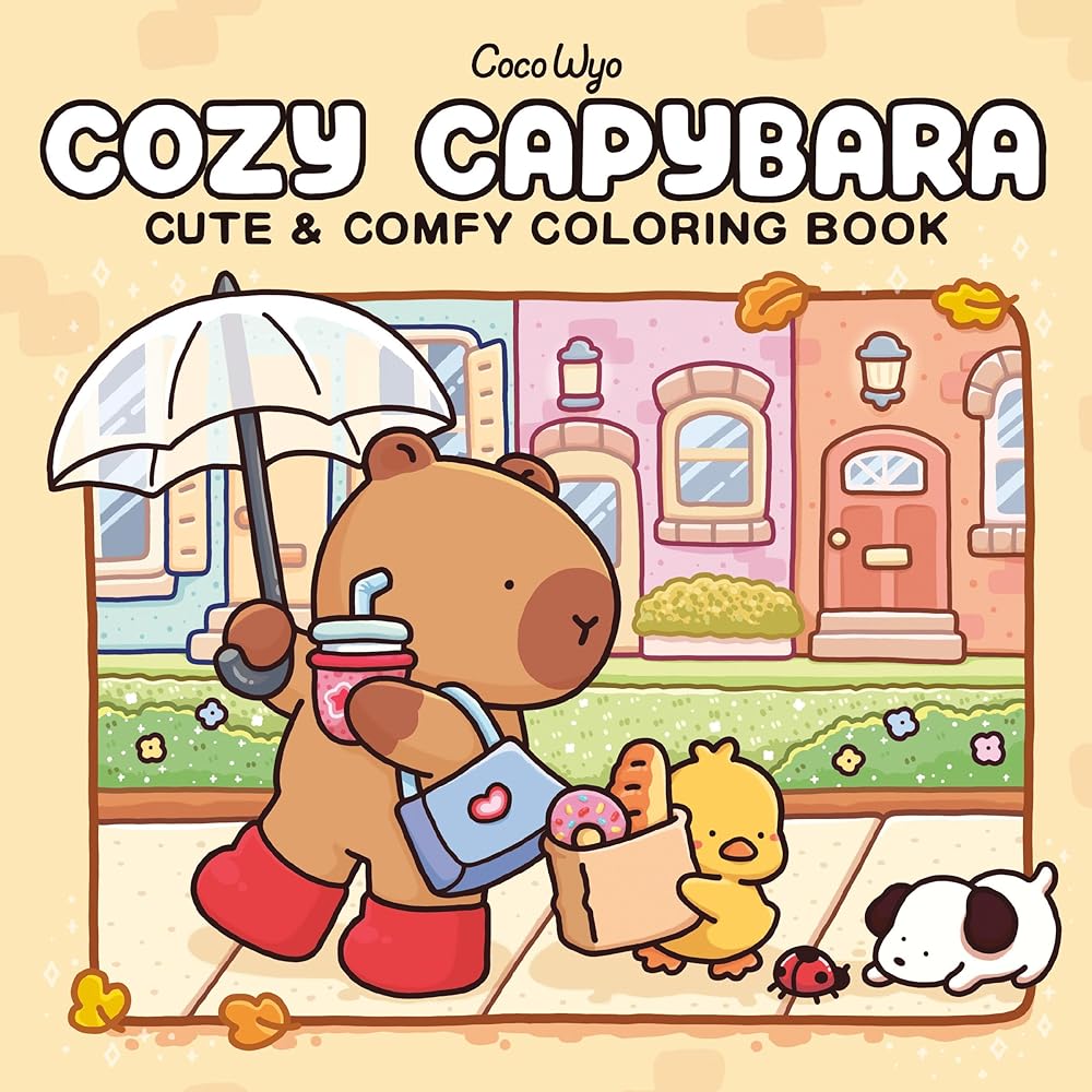 Cozy Capybara: Coloring Book for Adults and Kids (Cozy Spaces Coloring) cover image
