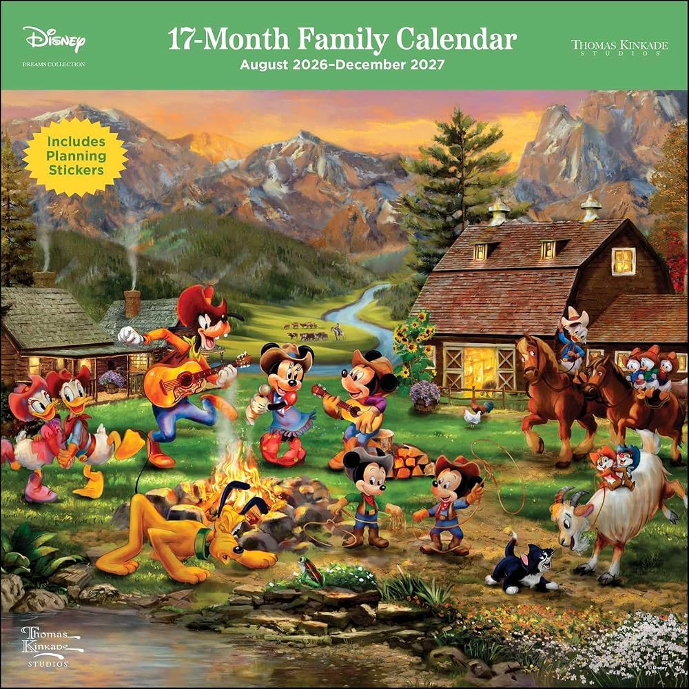 Disney Dreams by Thomas Kinkade Studios 17-Month 2026-2027 Family Wall Calendar cover image