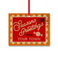 Postage Stamp Personalized Wood Ornament GODERICH - Red