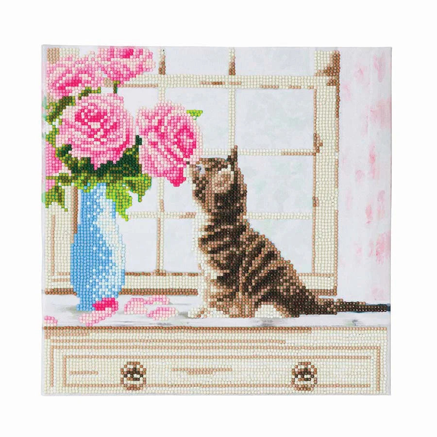 Crystal Art: Cat & Flowers