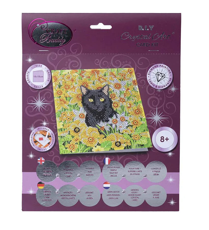 Crystal Art Card Kit: Cat Amongst the Flowers