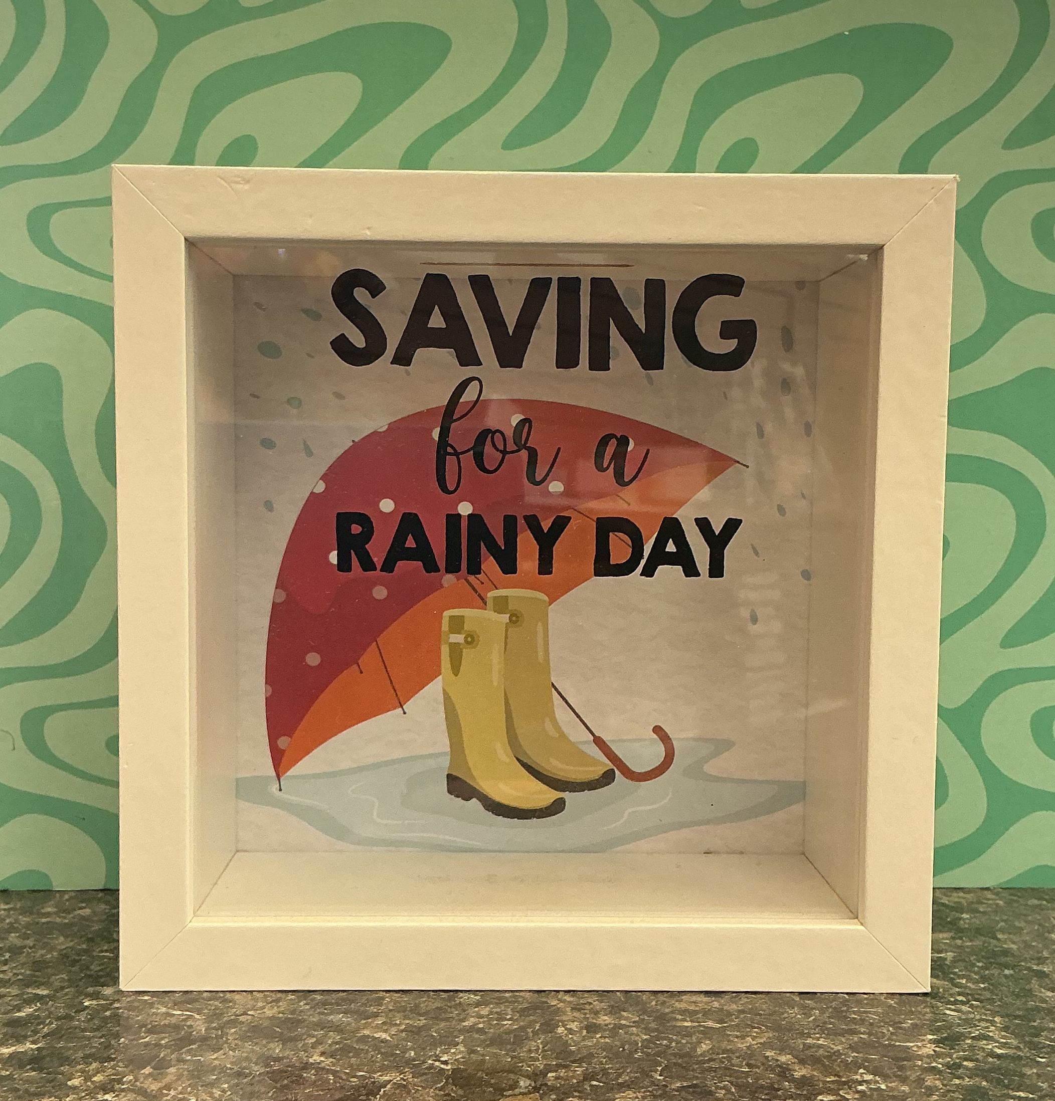 Saving for a Rainy Day Money Box