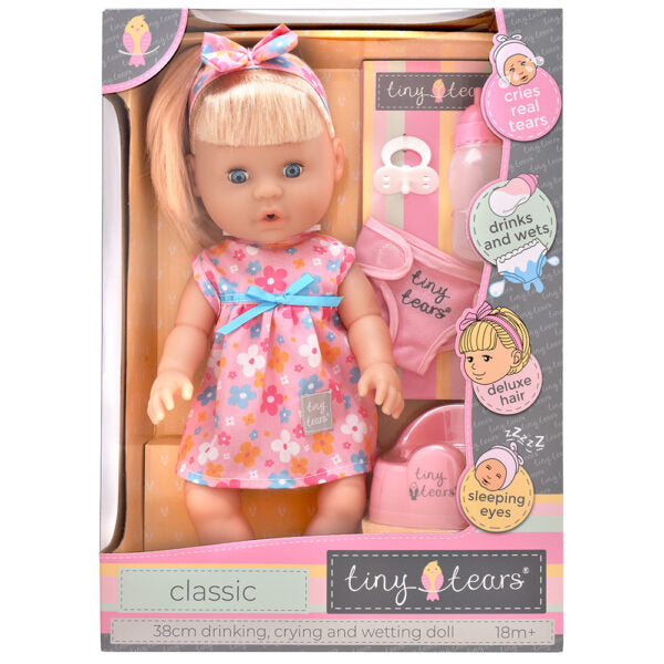DRINK & WET CLASSIC DOLL W/ HAIR – 38 CM – TINY TEARS