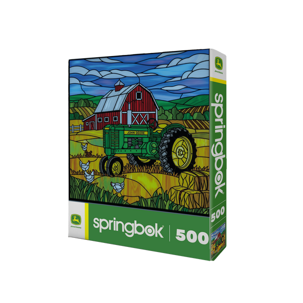 Springbok Puzzle- John Deere Stained Glass Farm 500pc