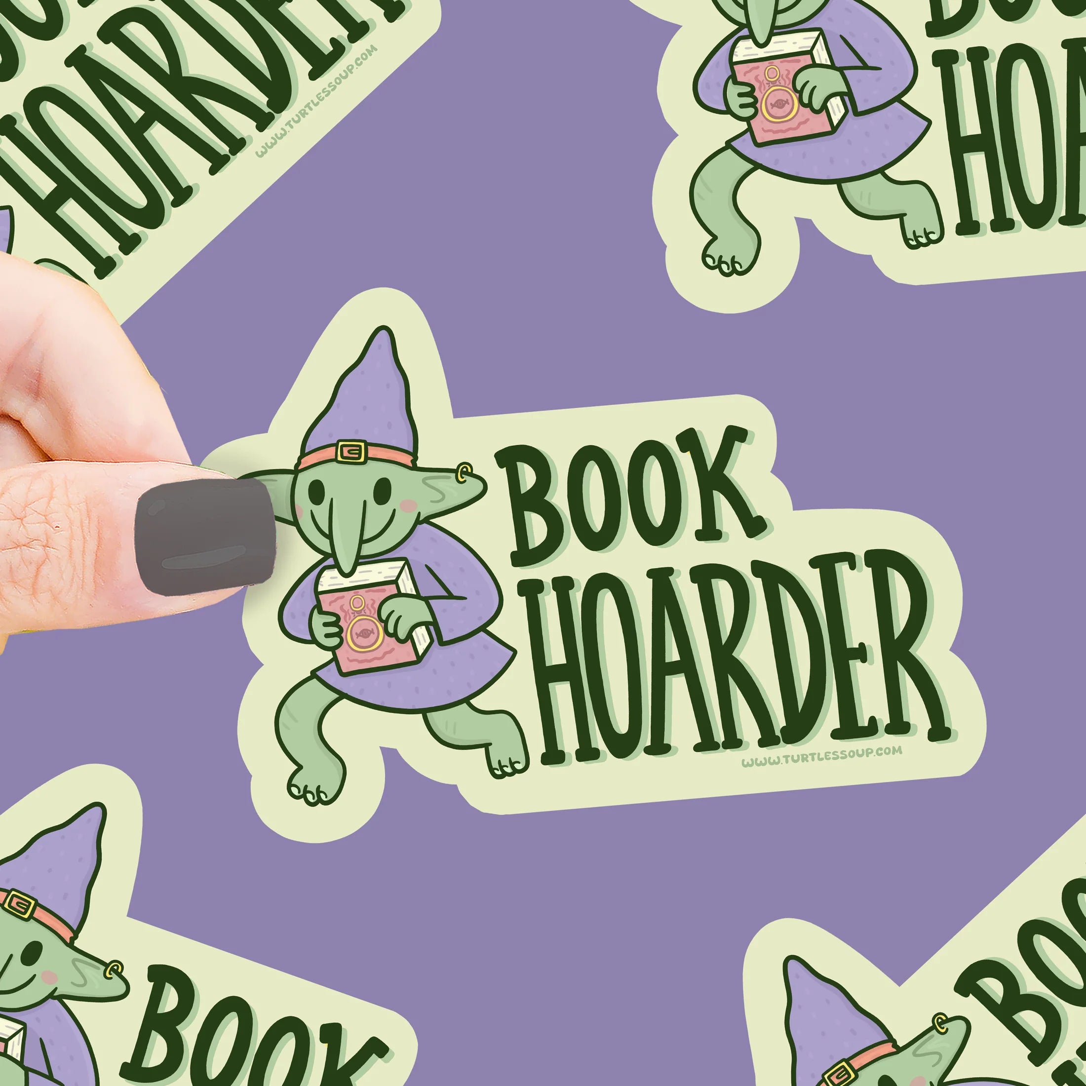 Book Hoarder Goblin- Vinyl Sticker