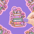 Mushroom Stacked Books- Vinyl Sticker