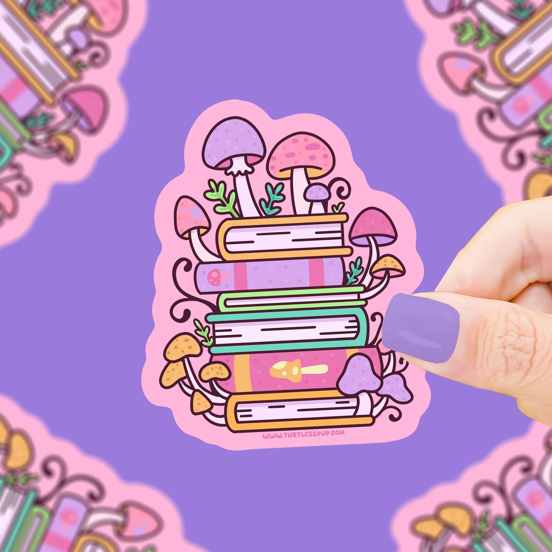 Mushroom Stacked Books- Vinyl Sticker