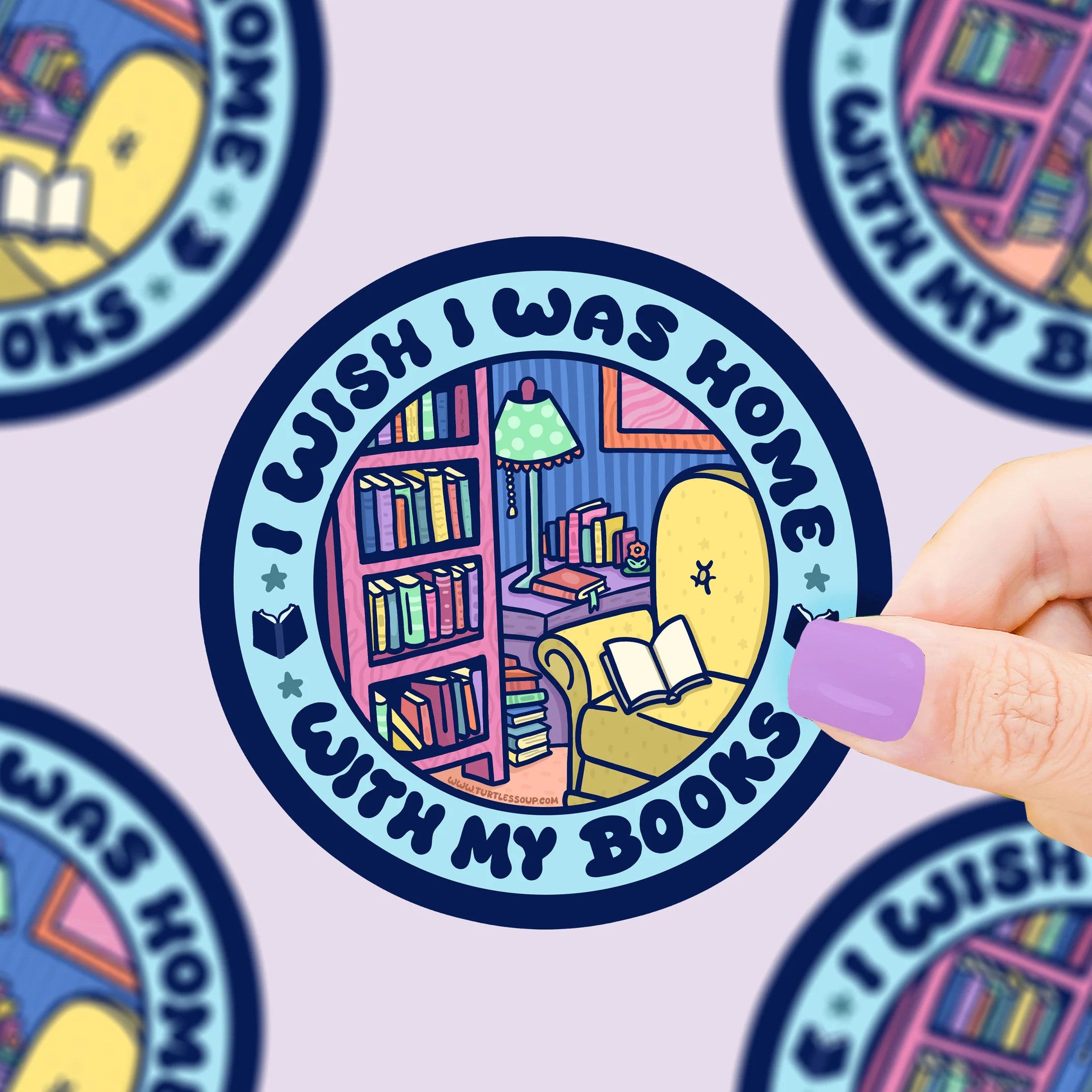 Wish I Was Home with My Books- Vinyl Sticker