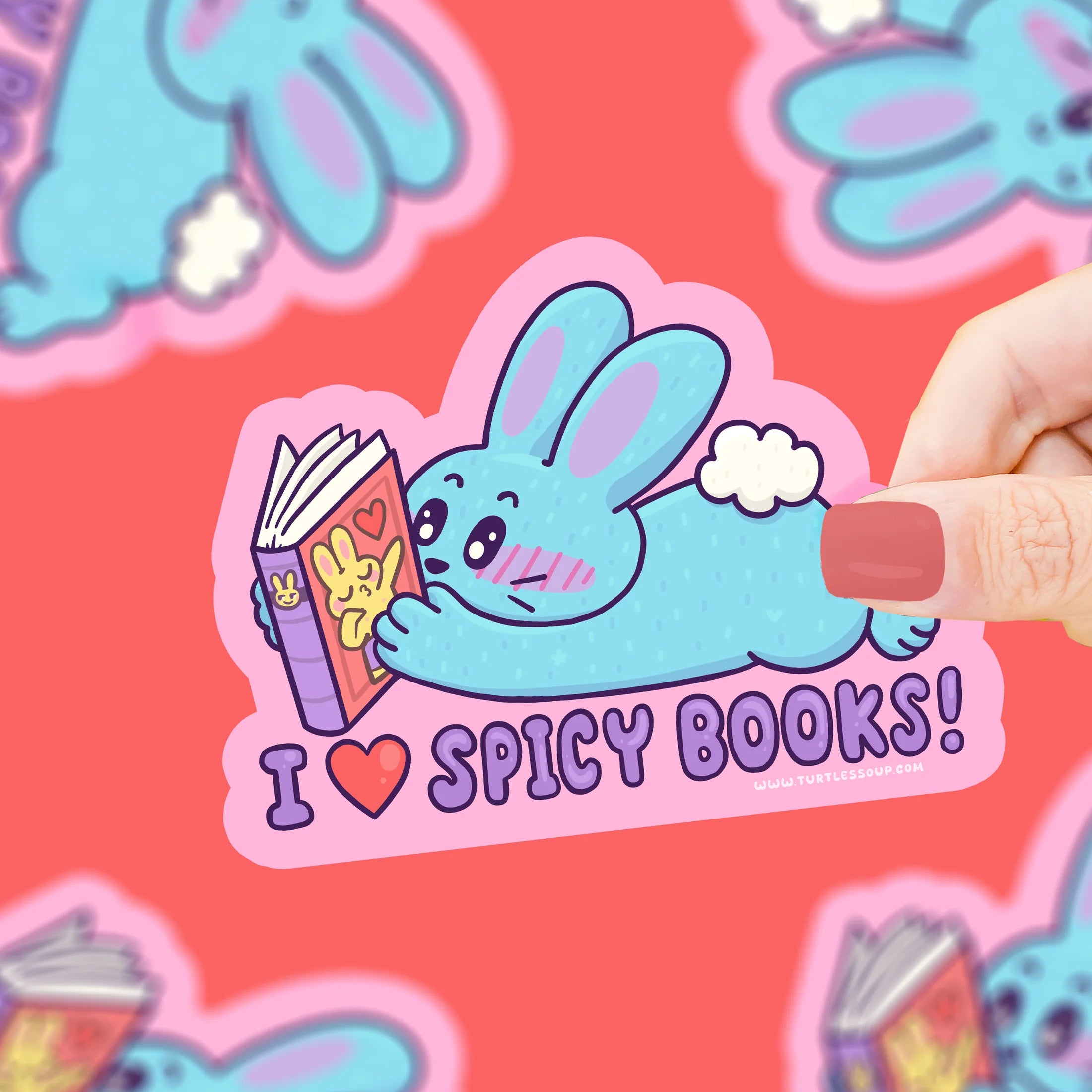 I heart Spicy Books Bunny- Vinyl Sticker