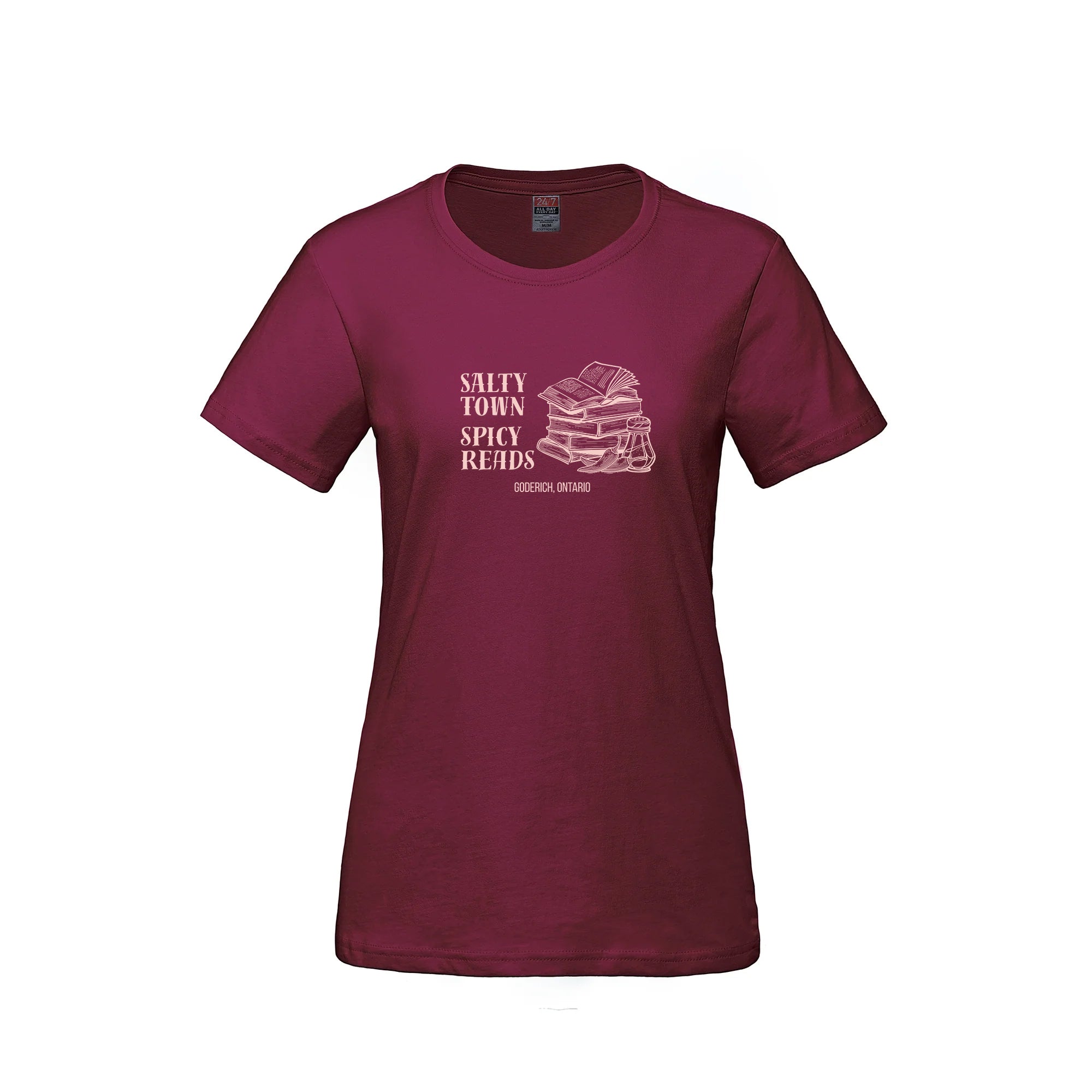 Salty town, Spicy reads - women's t-shirt - maroon