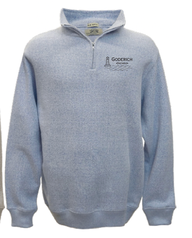 NEW embroidery Goderich 1/4 zip - UNISEX- Ice Blue