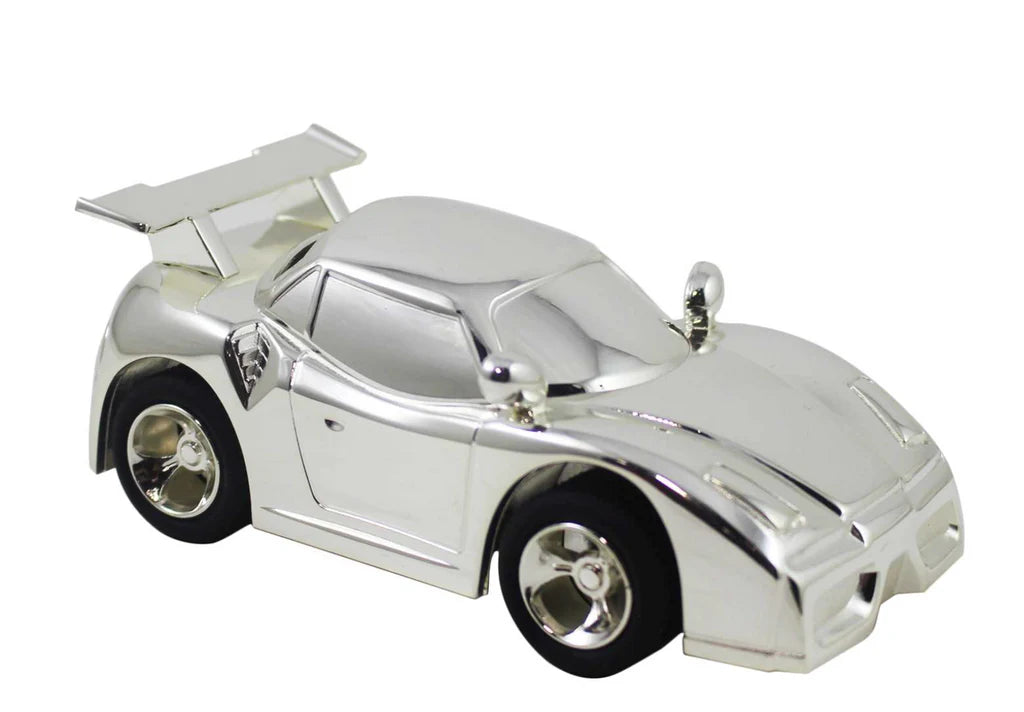 Silver Race Car Money Bank
