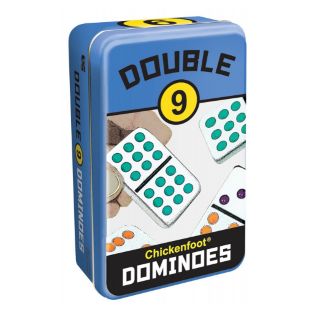 DOMINOES - CHICKENFOOT - DOUBLE 9 - COLOR - TIN