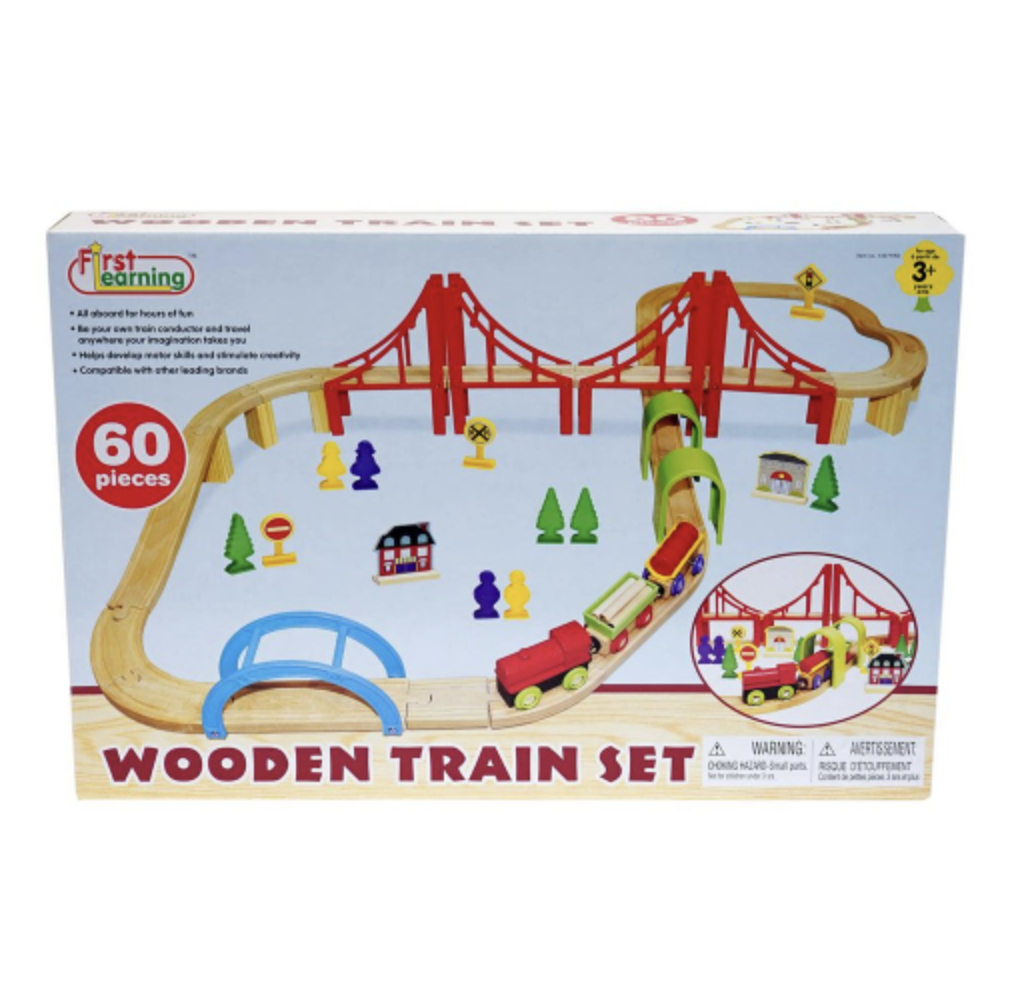 FIRST LEARNING WOODEN TRAIN SET 60PC