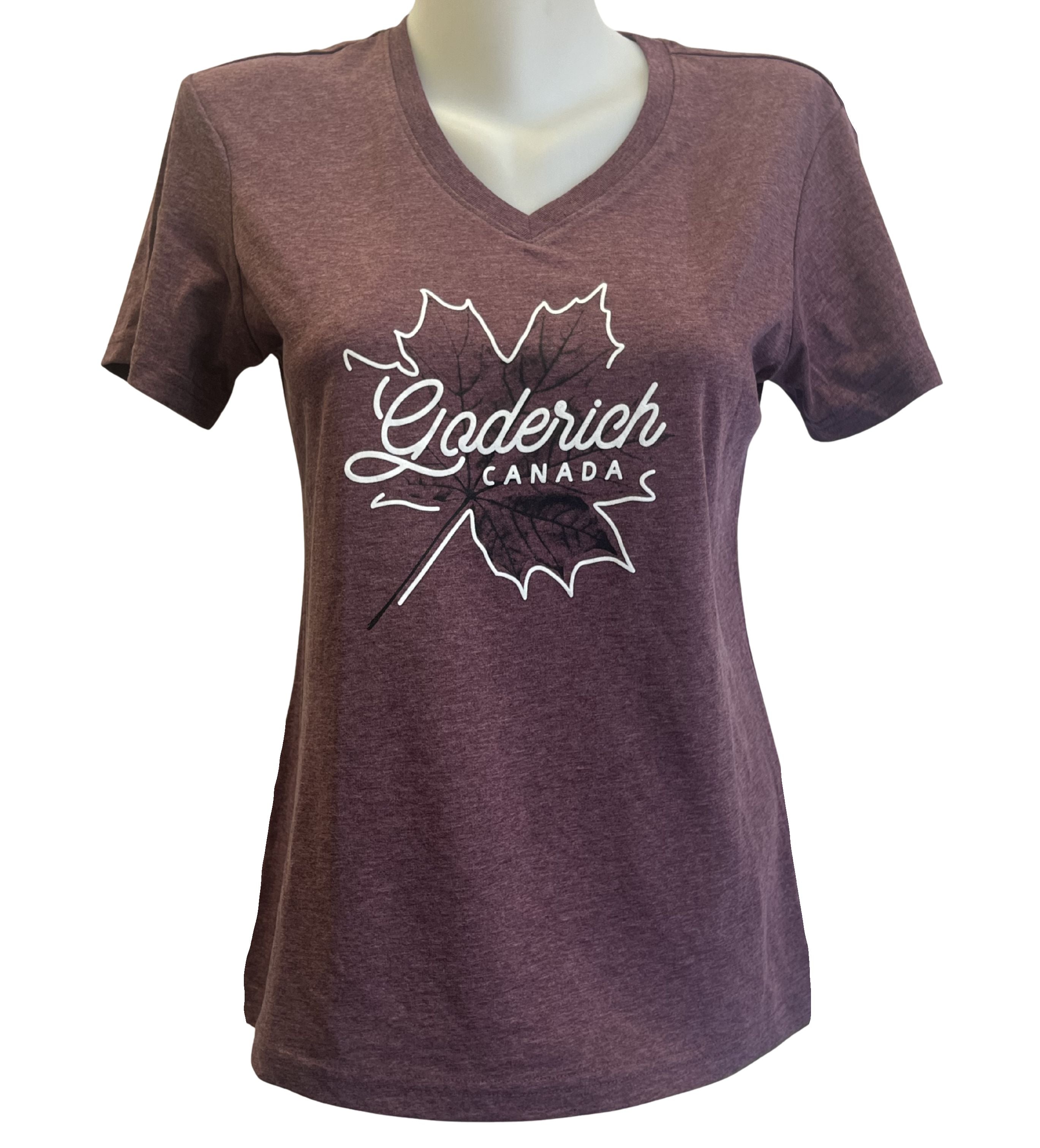Goderich Maple Leaf Ladies T-Shirt- Maroon