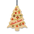 Pretty Christmas Tree Personalized Wood Ornament GODERICH - White